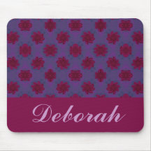 Teste padrão floral vermelho roxo mousepad