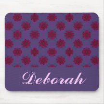 Teste padrão floral vermelho roxo mousepad