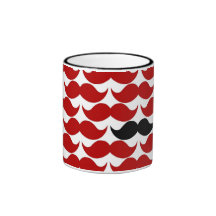 Teste padrão Funky retro vermelho do bigode Canecas