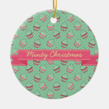 Teste padrão Minty do cupcake com fita Enfeites Para Arvores De Natal