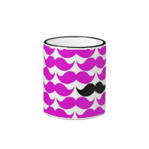 Teste padrão preto do rosa do bigode do guiador canecas