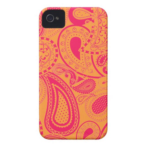 Teste padrão retro do redemoinho de Paisley - rosa Capa iPhone 4 Case-Mate