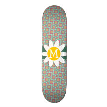 Teste padrão retro do rosa e da hortelã; Margarida Skate