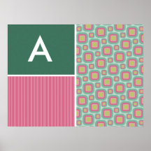 Teste padrão retro do rosa e da hortelã posters