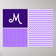 Teste padrão roxo de Chevron Posters