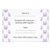 Teste padrão roxo do gato do Lilac Convite Personalizado