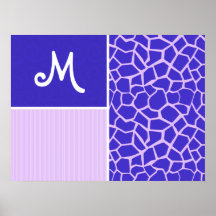 Teste padrão roxo do girafa posters