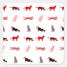 Teste padrão vermelho do gato adesivos quadrados