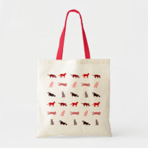 Teste padrão vermelho do gato bolsa para compras