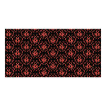 Teste padrão vermelho e preto gótico do damasco cartao com foto