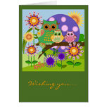 Texto floral de w do cartão de aniversário das cor