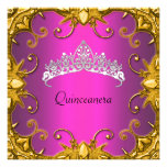 Tiara do branco do ouro do rosa da festa de aniver convite personalizado