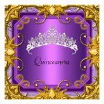 Tiara roxa do branco do ouro da festa de aniversár convite personalizado