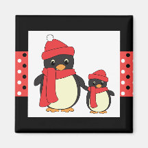 Tomando o pinguim pequeno para uma caminhada imãs