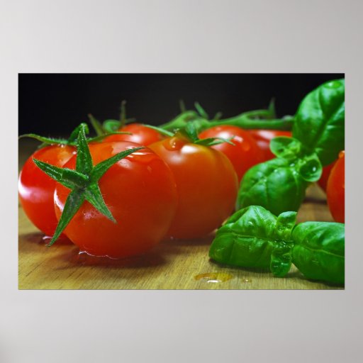 Tomates com ervas frescas de cozinha impressão