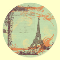 Torre Eiffel em Tag verdes das etiquetas autocolantes