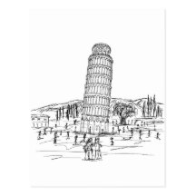torre inclinada de pisa cartão postal