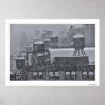 Torres de água de NYC durante a tempestade arrepia Poster