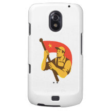 Trabalhador comunista com a estrela da bandeira ve capas galaxy nexus