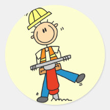 Trabalhador da construção com martelo de Jack Adesivos Redondos