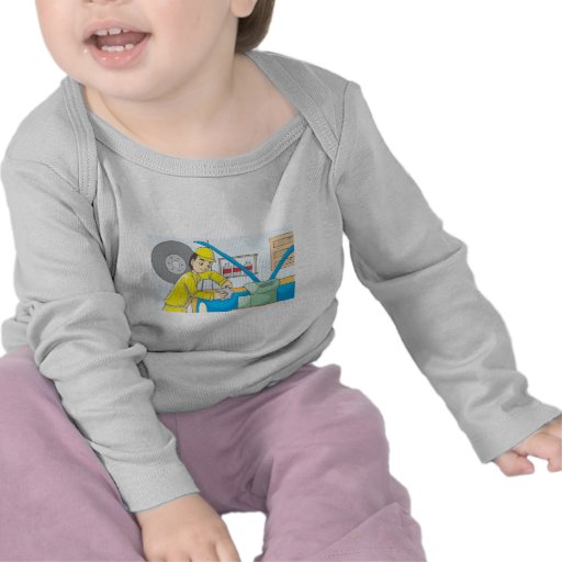 Trabalhador feliz do mecânico de automóvel camiseta