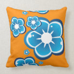 Travesseiro alaranjado azul da flor floral almofadas da american mojo