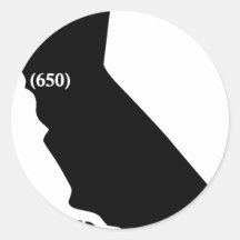 Tshirt do código de área 650, área da baía, Califó Adesivos Redondos