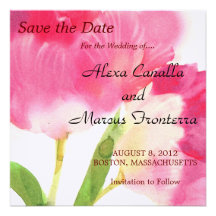 Tulipas cor-de-rosa que Wedding economias o cartão Convites Personalizado