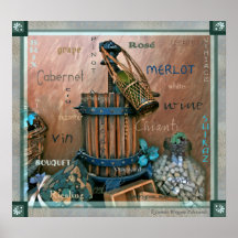Turquesa dos amantes de vinho & poster corajosos d