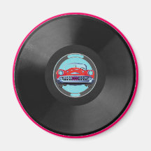 Turquesa, vinyl-record1, carro imãs de refrigerador