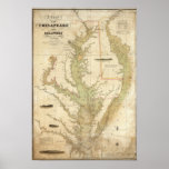 Uma carta do Chesapeake e das baías de Delaware Pôsteres