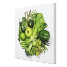 Uma seleção de frutas & de vegetais verdes impressão de canvas envolvida