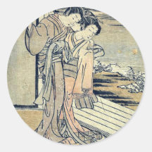 Ureshino da casa de Ogiya por Isoda, Koryusai Adesivo Redondo