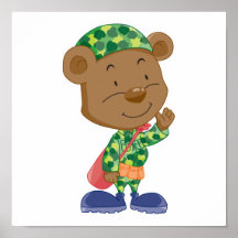 urso bonito do soldado do camo posters