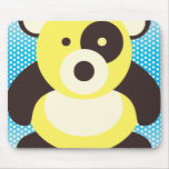 Urso de panda amarelo no azul mousepad