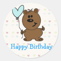Urso do feliz aniversario adesivos