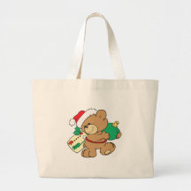 Urso do Natal como o presente Bolsa Para Compras