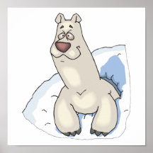 urso polar que pica fora da neve pôsteres