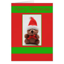 Urso verde do Xmas da beira Cartão