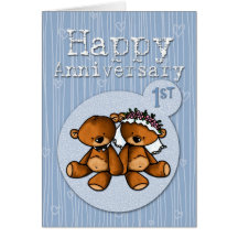 ursos felizes do aniversário - 1 ano cartões