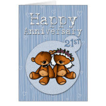 ursos felizes do aniversário - 21 anos cartão