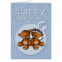 ursos felizes do aniversário - 2 anos cartoes