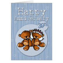 ursos felizes do aniversário - 39 anos cartoes