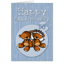 ursos felizes do aniversário - 56 anos cartões