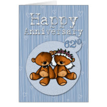 ursos felizes do aniversário - 62 anos cartão