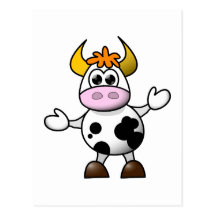 Vaca bonito dos desenhos animados cartao postal