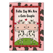 Vacas bonitos do casal "eu te amo" - cartão