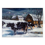 VACAS: NATAL: NEVE: ARTE: HOLSTEIN CARTAO