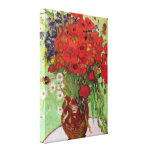 Van Gogh; Ainda vida: Papoilas e margaridas vermel Impressão De Canvas Esticada