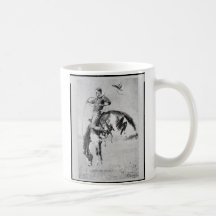 Vaqueiro de Frederic Remington no bronco Canecas